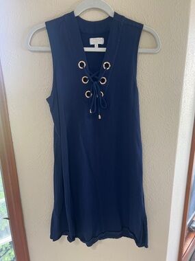 Mud Pie Navy Blue Lace-Up Sleeveless Dress